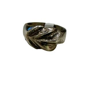 Vintage Sterling Silver Wide Band Ring, Textured Silver Ring Size 7